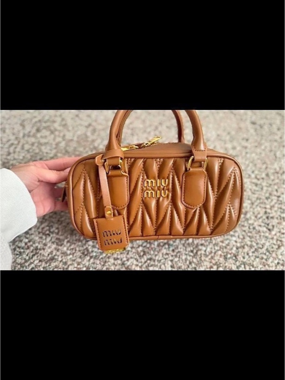 Miu Miu Matelasse Nappa Leather Mini Bag Brown